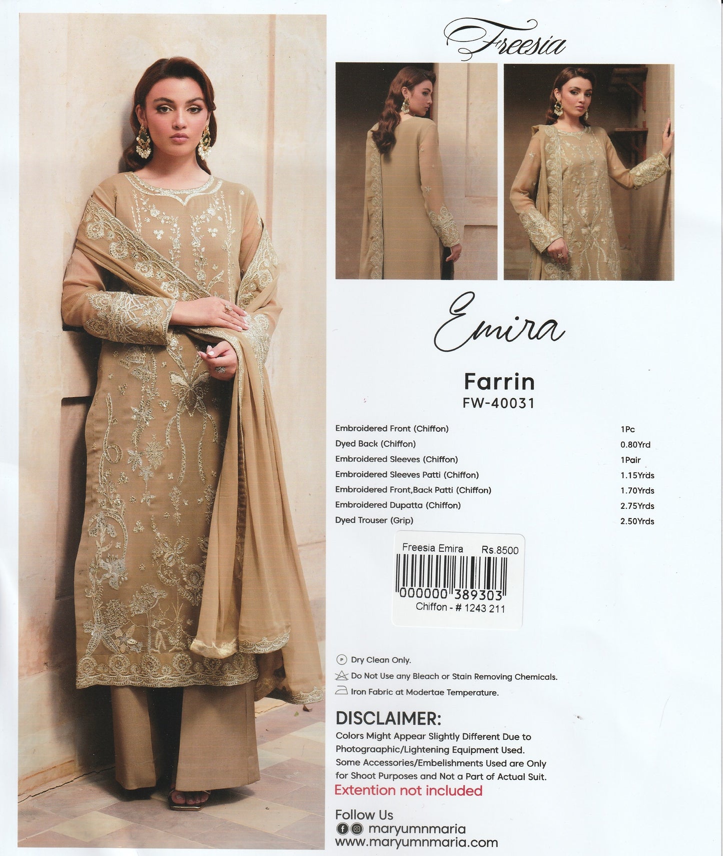 Formal Party Wear - Freesia Embroidered Collection - Maryam n Maria