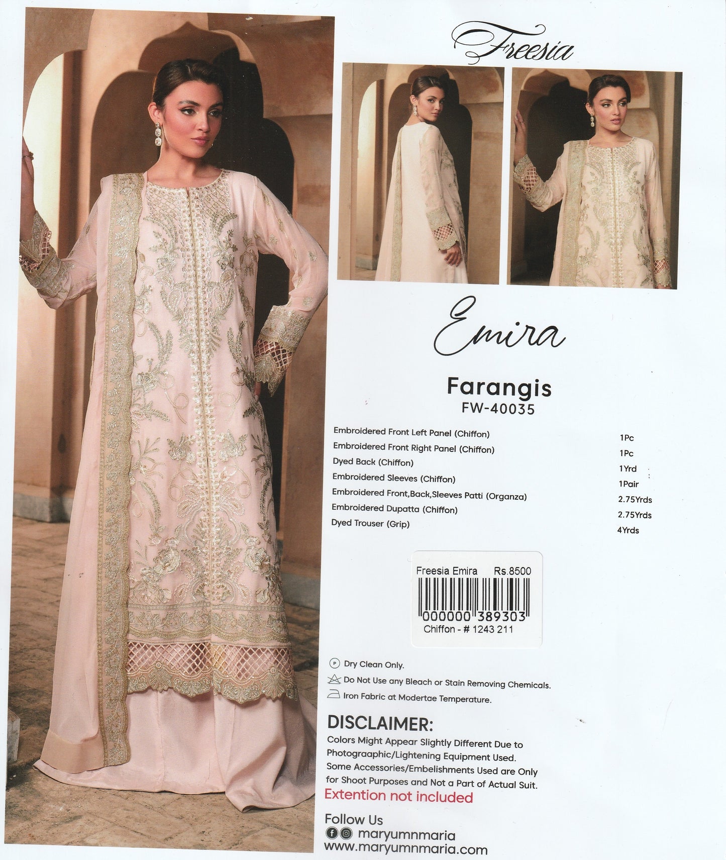 Formal Party Wear - Freesia Embroidered Collection - Maryam n Maria