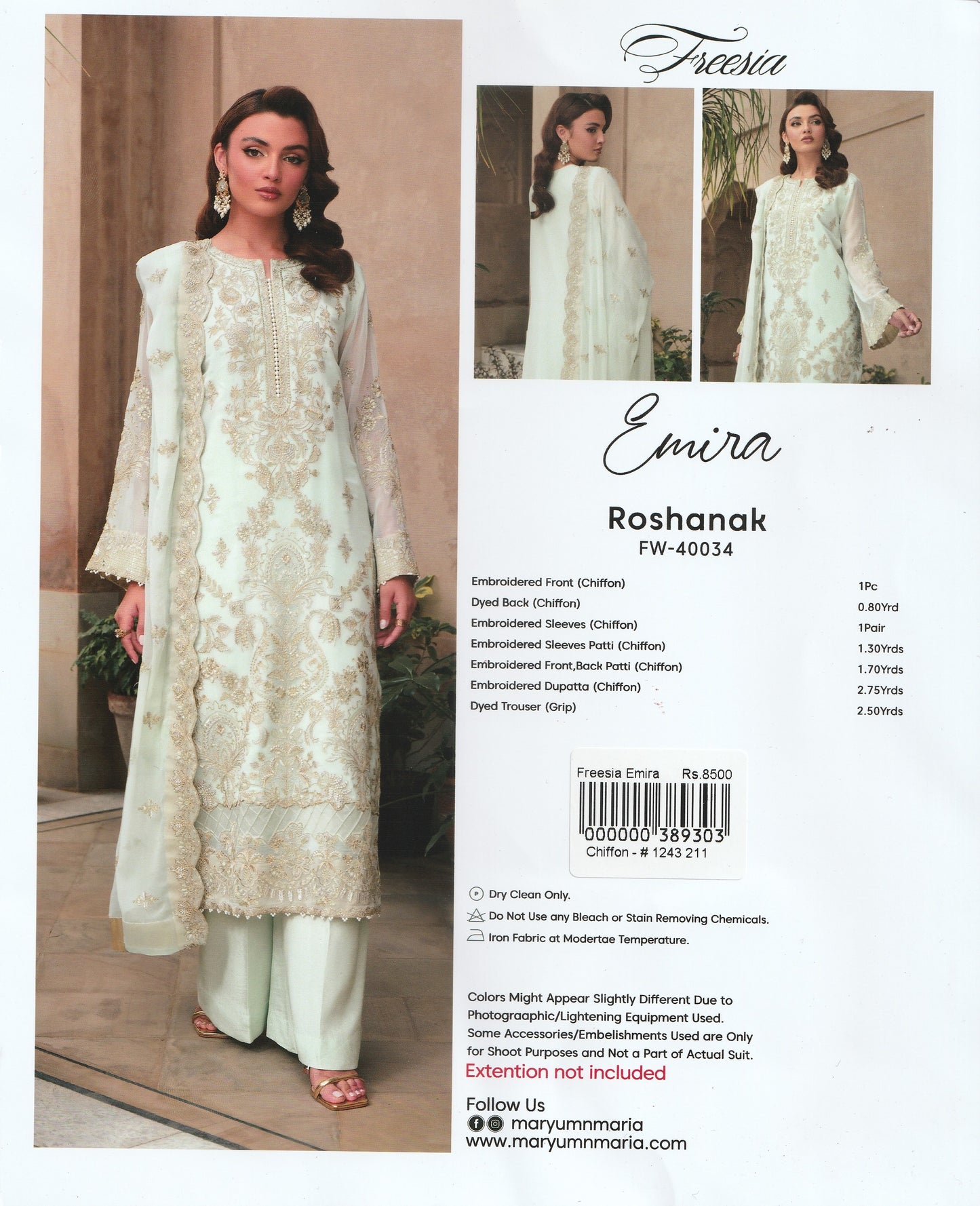 Formal Party Wear - Freesia Embroidered Collection - Maryam n Maria