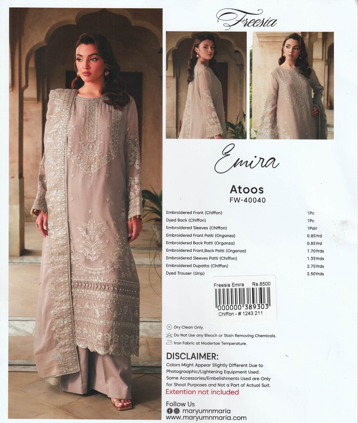 Formal Party Wear - Freesia Embroidered Collection - Maryam n Maria