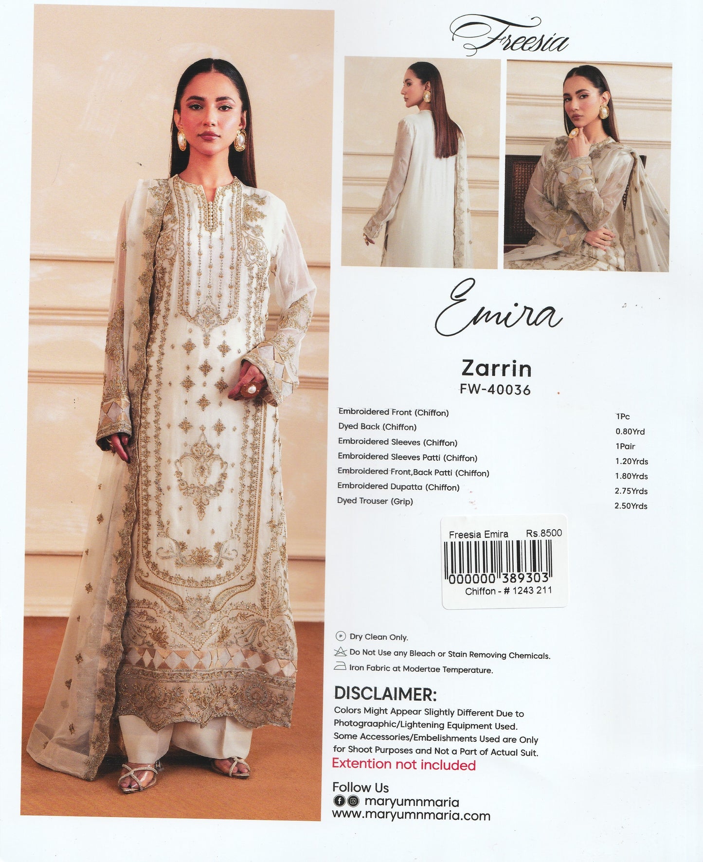 Formal Party Wear - Freesia Embroidered Collection - Maryam n Maria