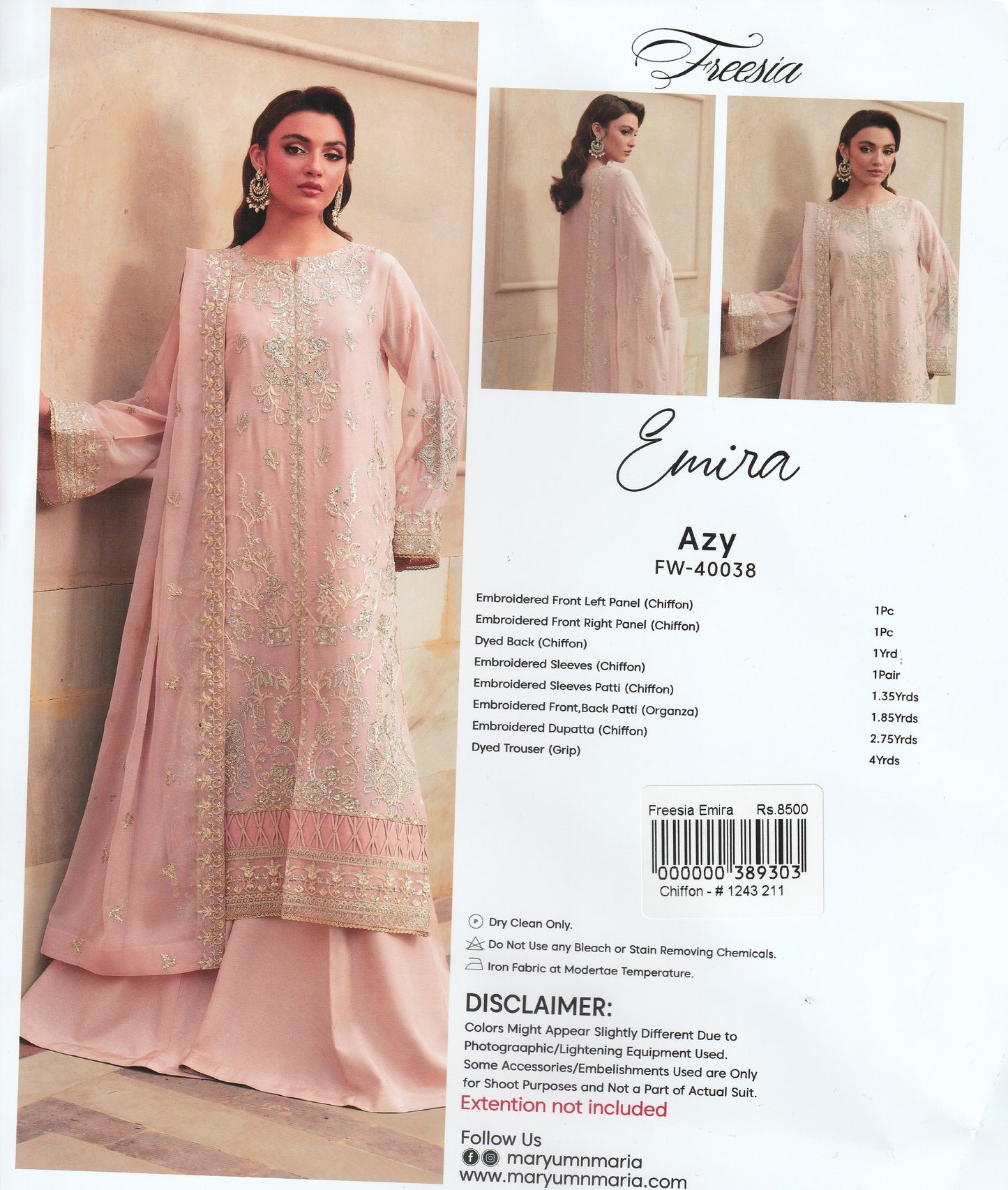 Formal Party Wear - Freesia Embroidered Collection - Maryam n Maria
